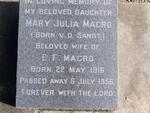 MACRO Mary Julia nee VAN DER SANDT 1916-1956