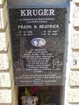 KRUGER FRANS 1946-2010 & Beatrice 1942-2008