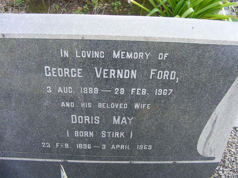 FORD George Vernon 1888-1967 & Doris May STIRK 1896-1969