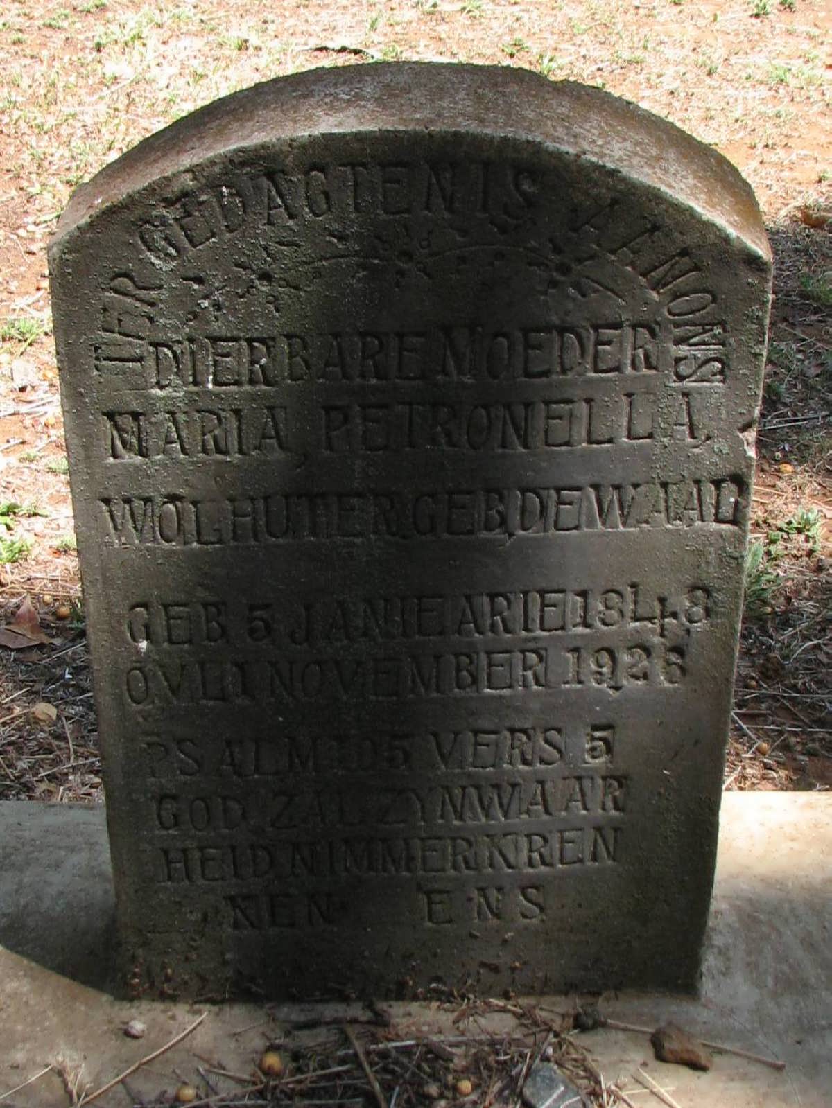 WOLHUTER Maria Petronella nee DE WAAL 1848-1926