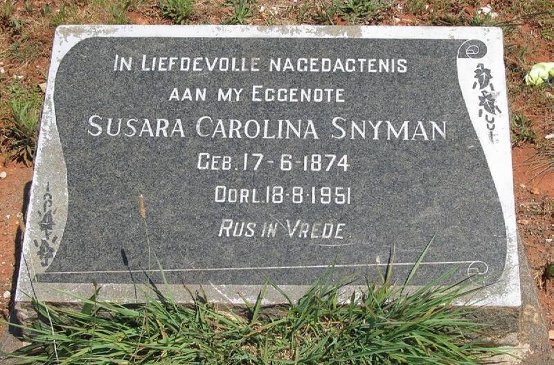 SNYMAN Susara Carolina 1874-1951