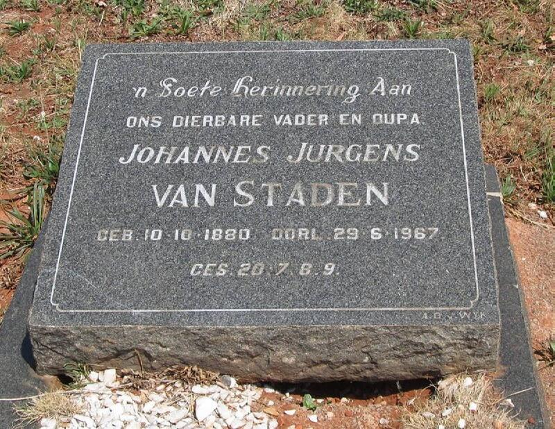 STADEN Johannes Jurgens, van 1880-1967