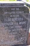MERWE Elsie Dorothea Gertruida, v.d. nee J. VAN RENSBURG 1895-1961