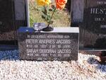 JACOBS Pieter Andries 1937-2006 & Sarah Deborah 1936-2008