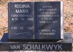 SCHALKWYK Regina Maria,van nee van ROOYEN 1888-1983