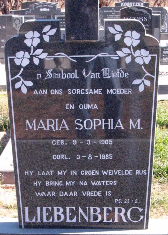 LIEBENBERG Maria Sophia M. 1905-1985
