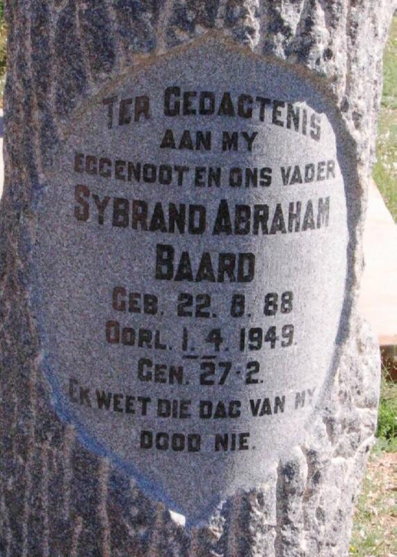 BAARD Sybrand Abraham 1888-1949