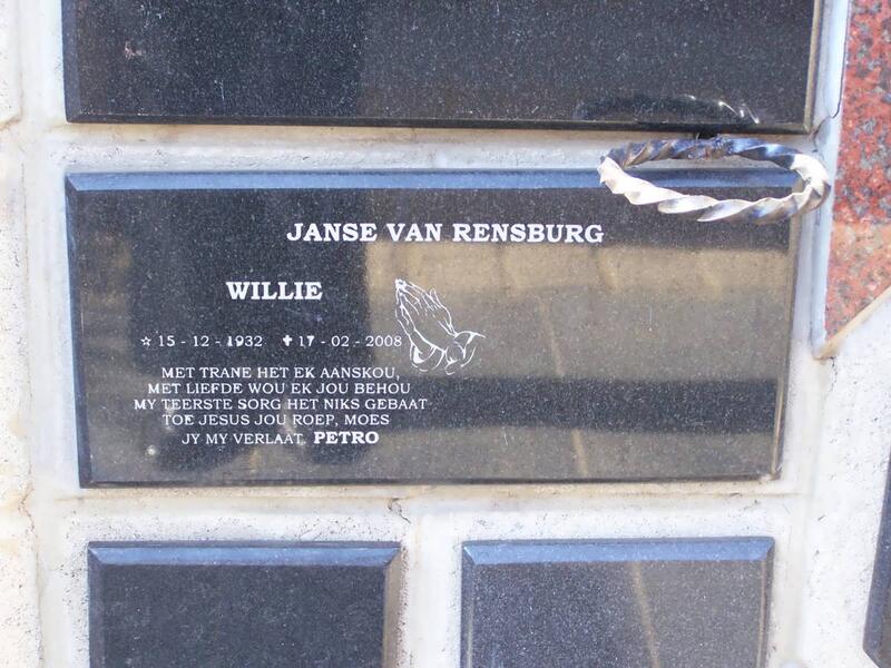 RENSBURG Willie, Janse van 1932-2008