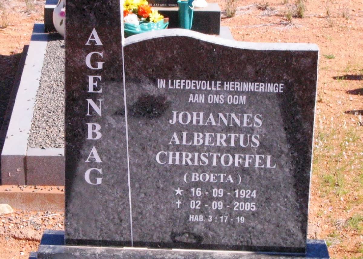 AGENBAG Johannes Albertus Christoffel 1924-2005