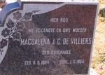 VILLIERS Magdalena J.C., de nee DUVENHAGE 1884-1960