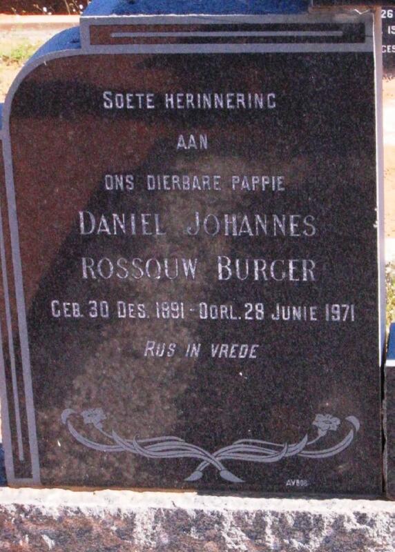 BURGER Daniel Johannes Rossouw 1891-1971