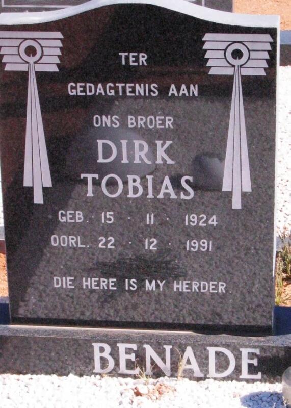 BENADE Dirk Tobias 1924-1991