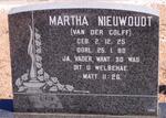 NIEUWOUDT Martha nee van der COLFF 1925-1980