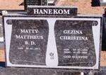 HANEKOM Matty Mattheus B.D. 1912- & Gezina Christina 1916-2000