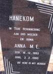 HANEKOM Anna M.E. 1882-1980