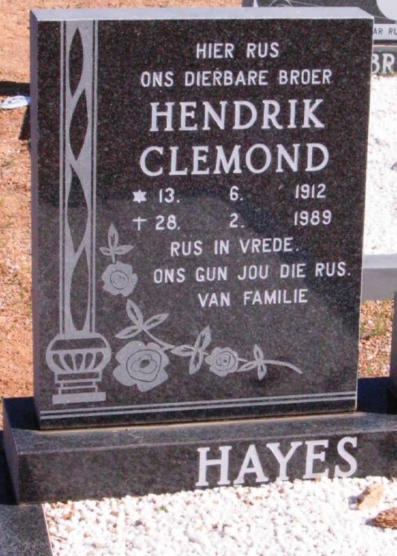 HAYES Hendrik Clemond 1912-1989