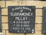 PILLAY Subramoney 1922-1995