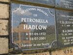 HADLOW Petronella 1932-2001