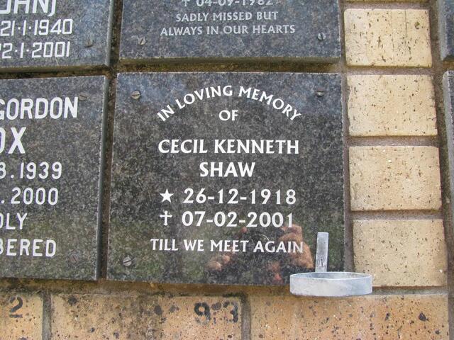 SHAW Cecil Kenneth 1918-2001