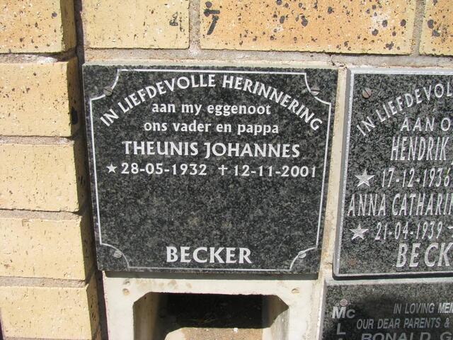 BECKER Theunis Johannes 1932-2001