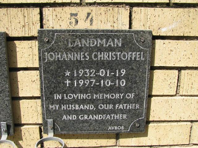 LANDMAN Johannes Christoffel 1932-1997