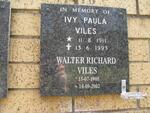 VILES Walter Richard 1908-2002 & Ivy Paula 1911-1993