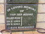 MERWE Ellen Rose, van der 1923-2003