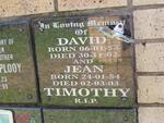TIMOTHY David 1953-2002 & Jean 1954-2003