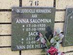 MERWE Jack, van der ?-? & Anna Salomina 1920-1990