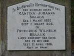 BRAACK Martina Johanna 1882-1935 :: BRAACK Frederick Wilhelm 1881-1960
