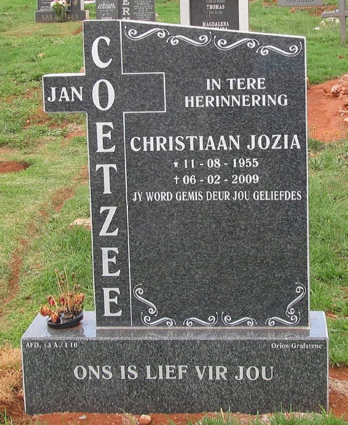 COETZEE Christiaan Jozia 1955-2009
