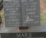 MARX Roelof Dawid 1904-1992 & Petronella Anna Elizabeth 1900-1979