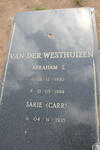 WESTHUIZEN Abraham S., van der 1930-1994 & Sarie CARR 1935-