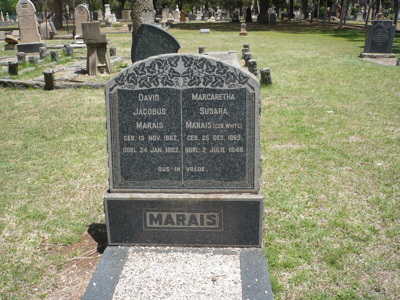MARAIS David Jacobus 1862-1902 & Margaretha Susara WHITE 1869-1948