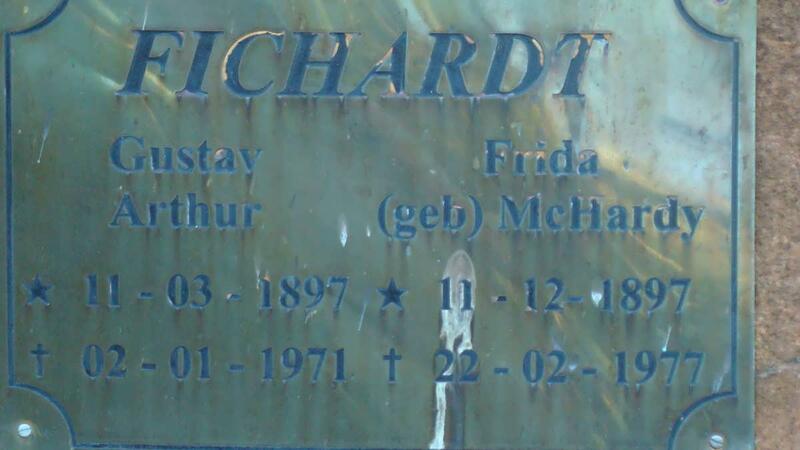 FICHARDT Gustav Arthur 1897-1971 & Frida MCHARDY 1897-1977