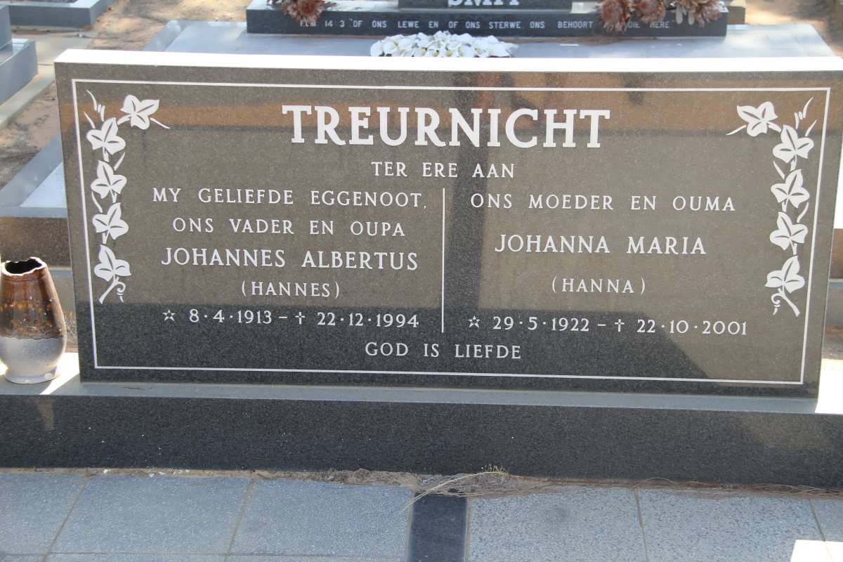 TREURNICHT Johannes Albertus 1913-1994 & Johanna Maria 1922-2001