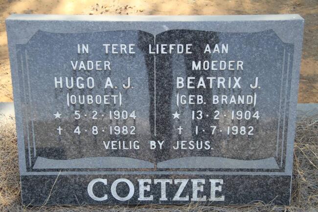 COETZEE Hugo A.J. 1904-1982 & Beatrix J. BRAND 1904-1982