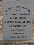 BRONKHORST Martha Magdalena nee VISSER 1889-1954