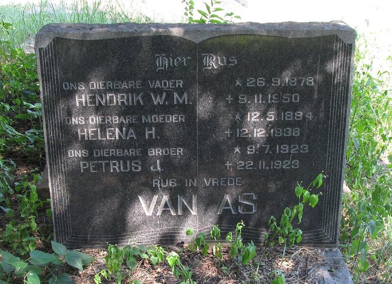 AS Hendrik W.M., van1878-1950 & Helena H. 1884-1938 :: VAN AS Petrus J. 1923-1923