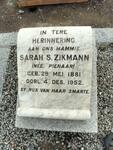 ZIKMANN Sarah S. nee PIENAAR 1881-1952