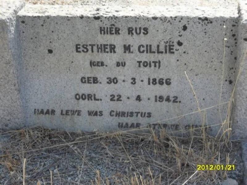 CILLIE Esther M. nee DU TOIT 1866-1942
