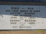 BASSON Lettie nee DU PLESSIS 1856-1912 :: BASSON Hennie 1889-1905
