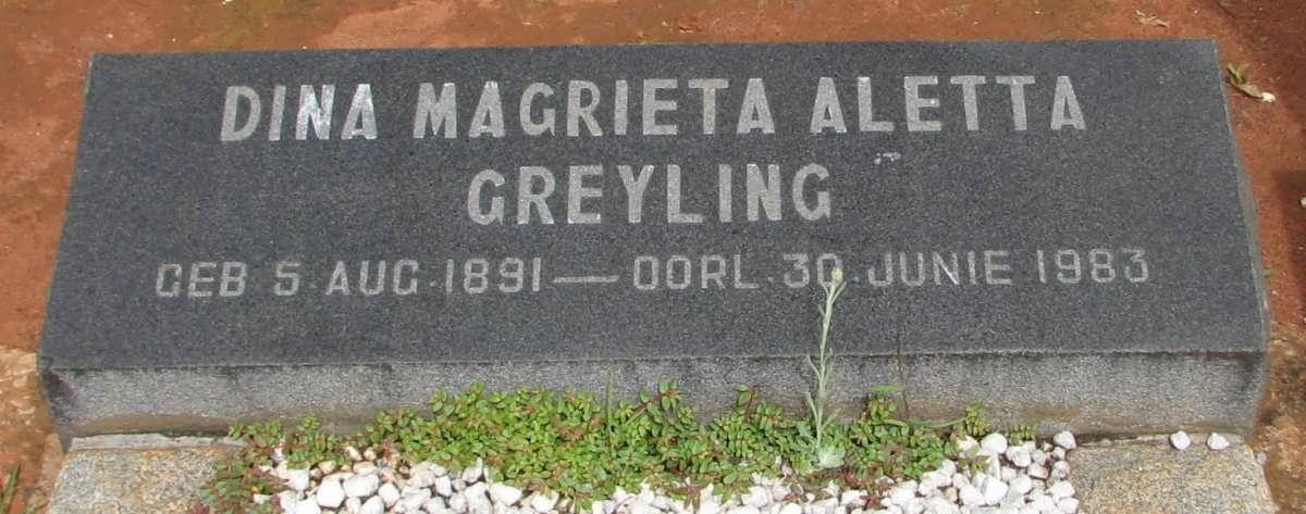 GREYLING Dina Magrieta Aletta 1891-1983