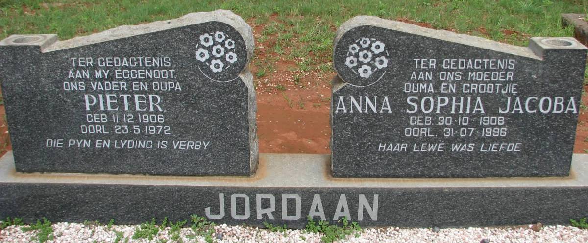 JORDAAN Pieter 1906-1972 & Anna Sophia Jacoba 1908-1996