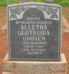 GOOSEN Alletha Gertruida nee SCHOEMAN 1914-1953