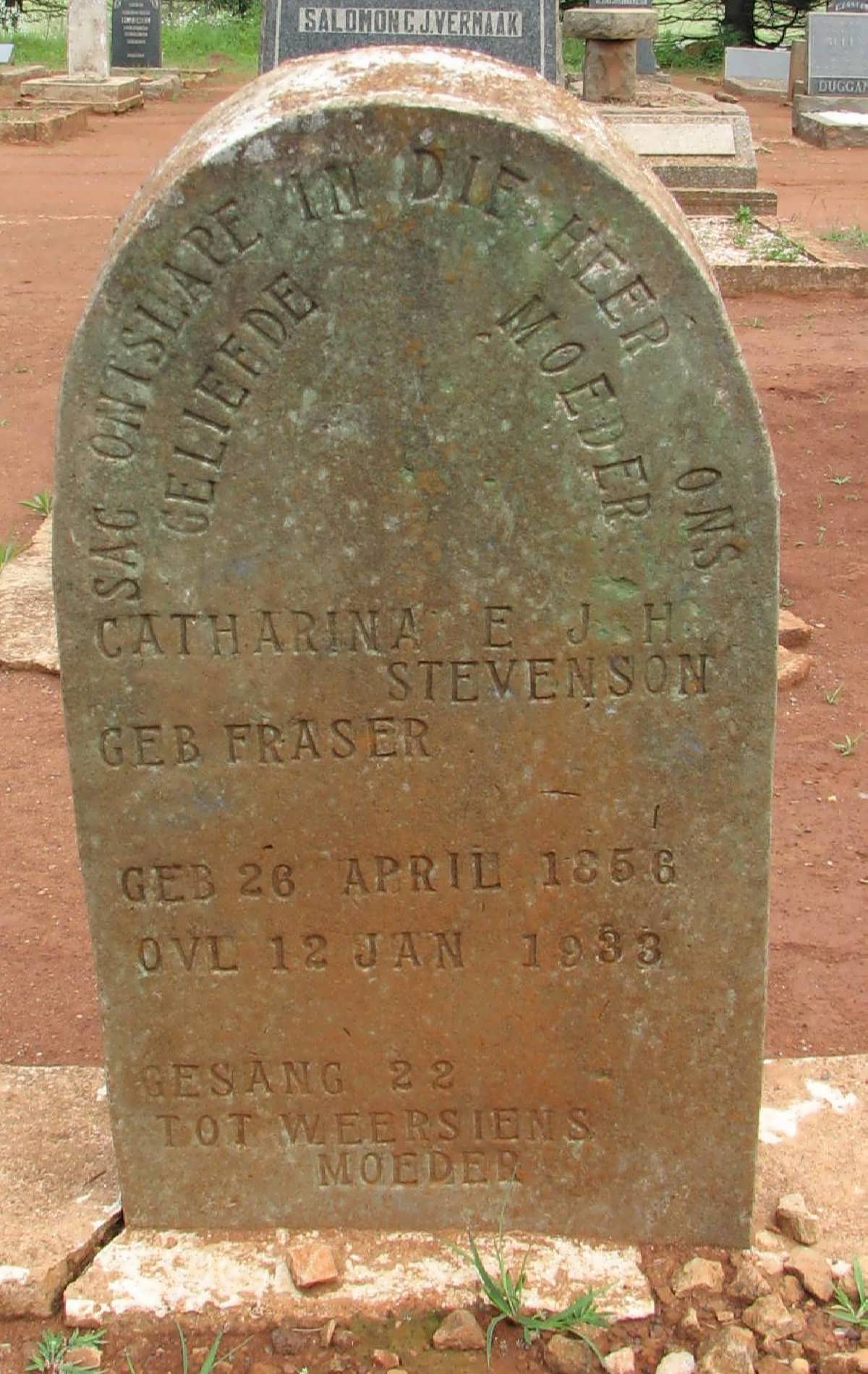 STEVENSON Catharina E.J.H. nee FRASER 1856-1933