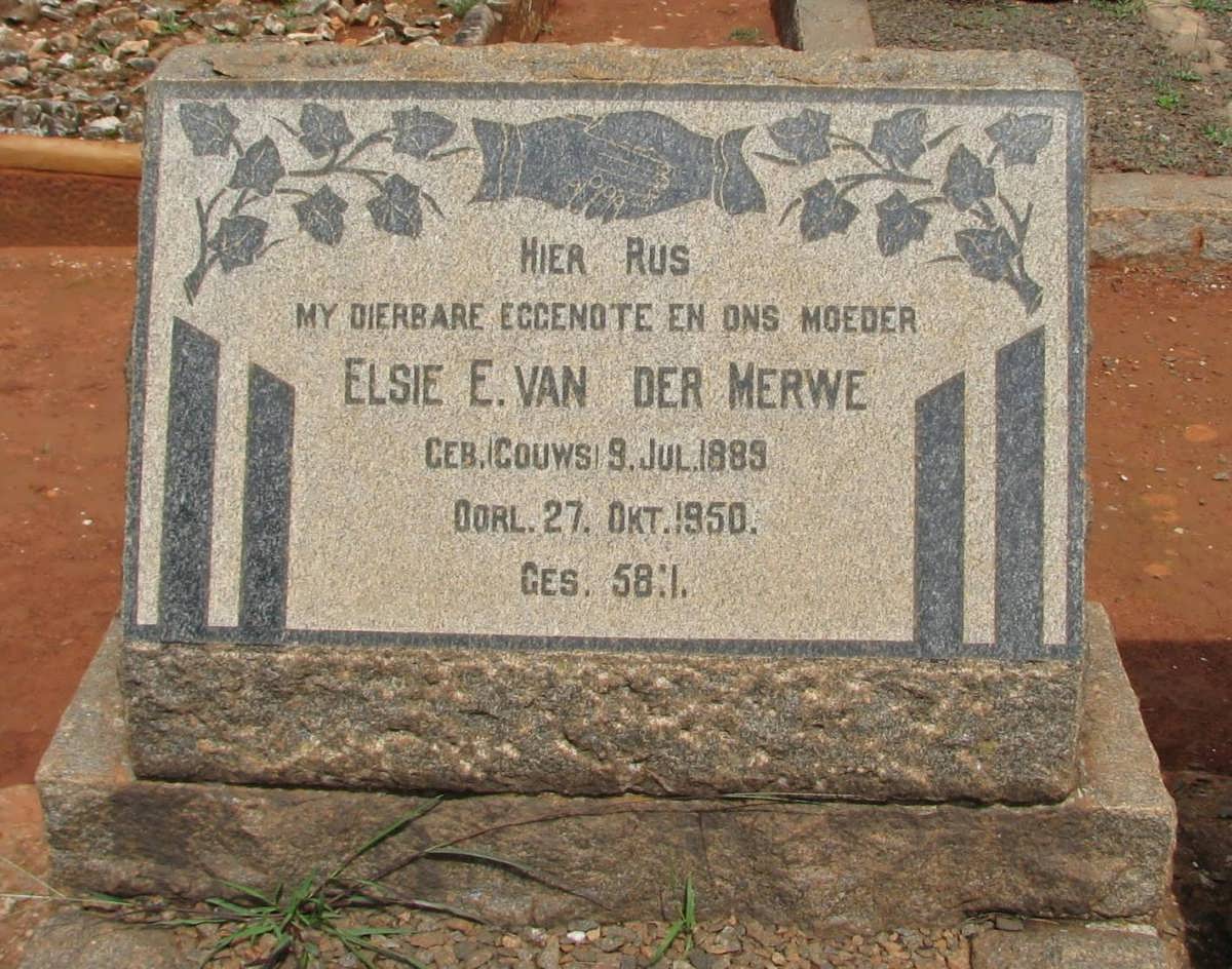 MERWE Elsie E., van der nee GOUWS 1889-1950