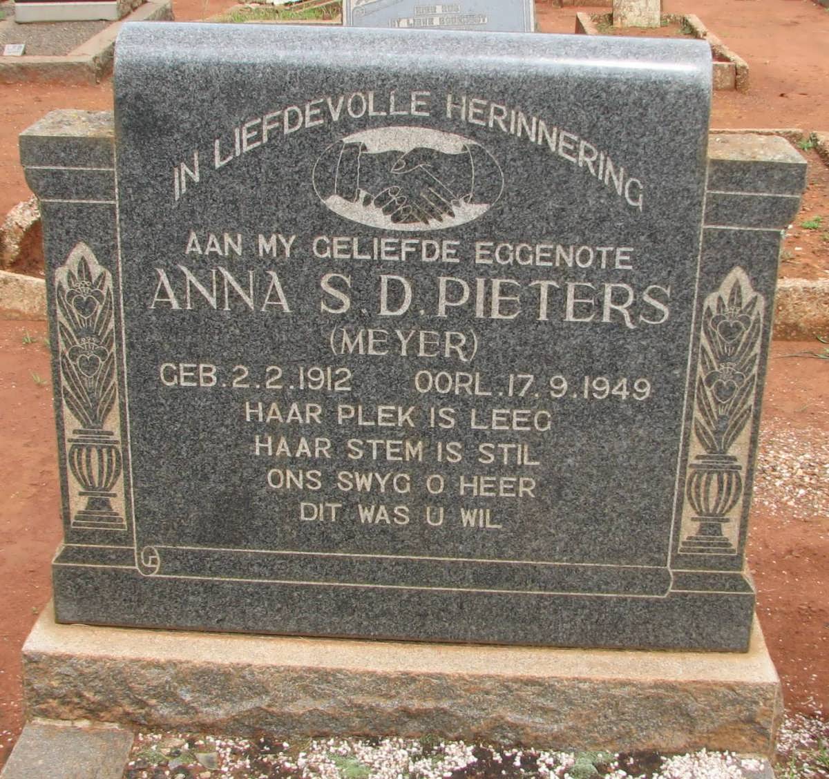 PIETERS Anna S.D. nee MEYER 1912-1949