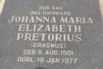 PRETORIUS Johanna Maria Elizabeth nee ERASMUS 1901-1977