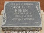 PUREN Sarah J.S. 1933-1960